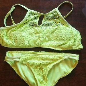OP Neon Bikini, top M, bottom Small